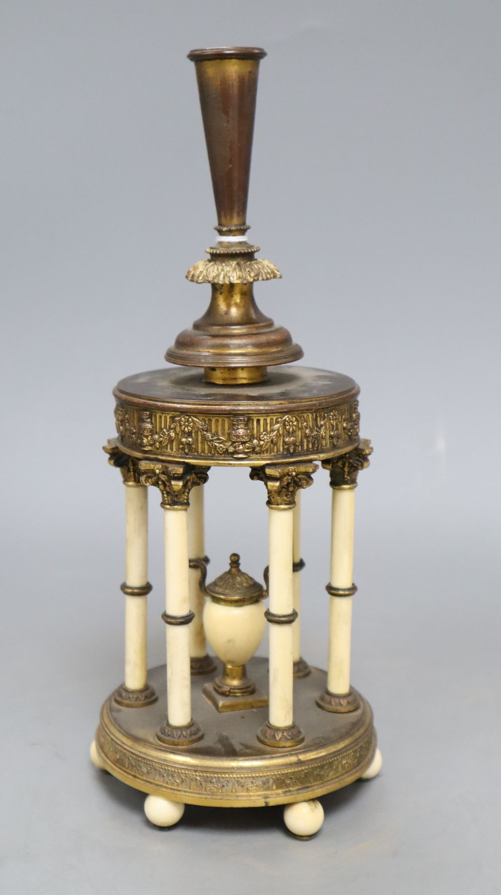 A French ivory and gilt centrepiece posy holder, c.1900, 26.5cm
